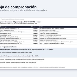 Plantilla factura Excel España 2026 | Spaans, IVA 21, 10 jaar 4 % (digitale download) afbeelding 4