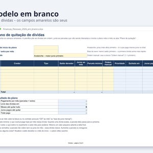 Finanças pessoais planilha 2026 | Portuguese, Plano para quitar dívidas, reserva de emergência (Digital Download) image 7