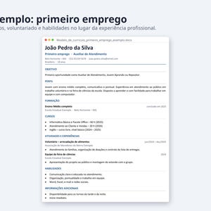 Modelo de currículo Word 2026 formato Brasil | Portuguese, Exemplo preenchido, modelo em branco (Digital Download) image 5