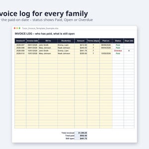 Tutor Invoice Template Excel and Word | Tutoring Invoice, Hours Tutored, Sibling Discount (Digital Download) image 6