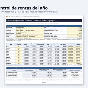 Arrendamiento de local comercial, contrato Word + Excel | Spanish, IVA y retención 19 %, factura (Digital Download) image 6