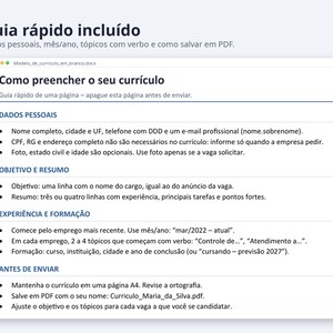 Modelo de currículo Word 2026 formato Brasil | Portuguese, Exemplo preenchido, modelo em branco (Digital Download) image 4