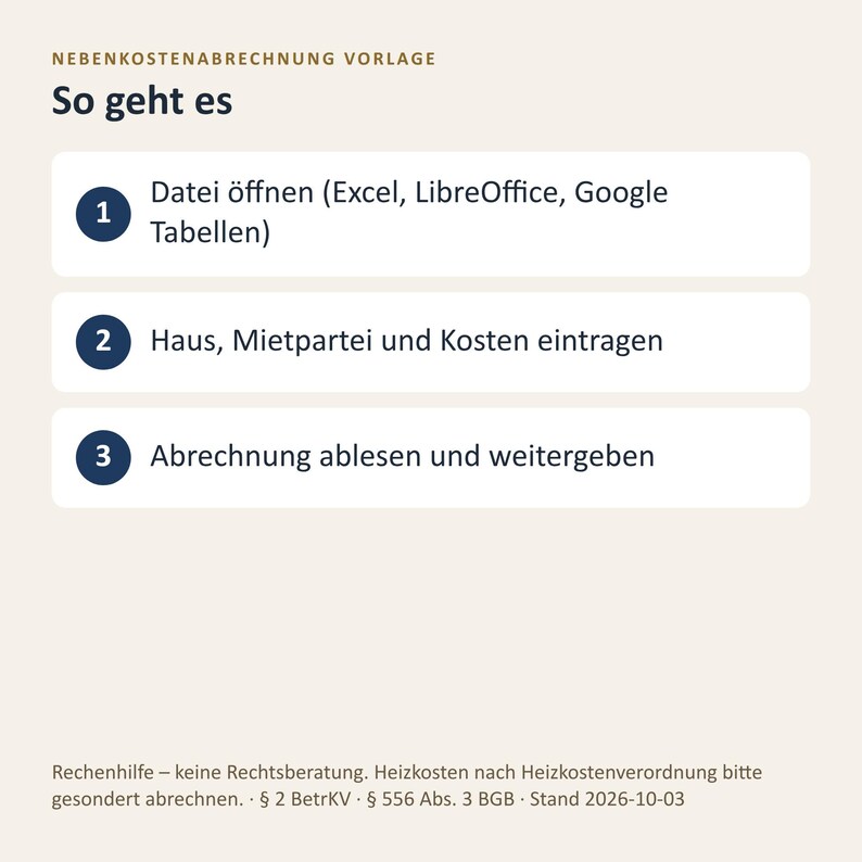 Nebenkostenabrechnung Excel Vorlage 2026 / Vermieter Betriebskostenabrechnung (Descarga digital) imagen 5