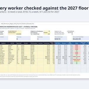 ワシントン州最低賃金2027年給与計算チェッカー｜Excel昇給計算ツール、従業員給与通知、雇用主チェックリスト（デジタルダウンロード） 画像 2