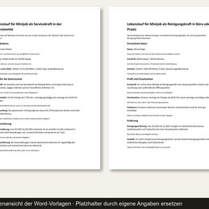 Lebenslauf Vorlage Minijob 2026 | 3 Designs mit Foto, Anschreiben + 6 Vorlagen, Service, Word DIN A4 (Digital Download) image 9