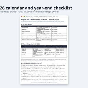 Payroll Tax Spreadsheet 2026 Excel | Form 941 vs W-2 Check, FICA & FUTA, Federal Withholding Pub 15-T (Digital Download) image 8