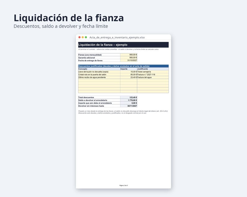 Contrato de alquiler de vivienda Word, LAU 2026 | Spanish, Ejemplo relleno, inventario Excel (Digital Download) image 7