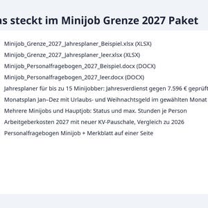 Minijob Grenze 2027 Jahresplaner Excel | German, mehrere Minijobber, Weihnachtsgeld-Check (Digital Download) image 9