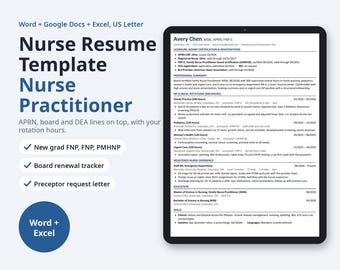 Nurse Resume Template for Nurse Practitioner | New Grad NP, FNP, PMHNP (Digital Download)