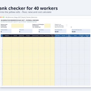 ワシントン州最低賃金2027年給与計算チェッカー｜Excel昇給計算ツール、従業員給与通知、雇用主チェックリスト（デジタルダウンロード） 画像 7