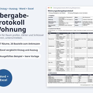 Vermieter Paket 2026 Word Excel | German, Mietvertrag, Übergabeprotokoll (Digital Download) image 3