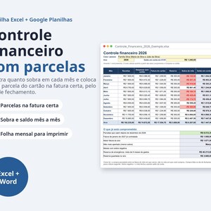 Kit organização financeira 2026 2027 Excel | Portuguese, Controle de gastos, quitar dívidas (Digital Download) image 3