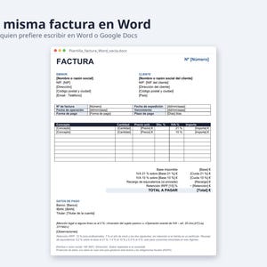Plantilla factura Excel España 2026 | Spaans, IVA 21, 10 jaar 4 % (digitale download) afbeelding 6