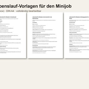 Lebenslauf Vorlage Minijob 2026 | 3 Designs mit Foto, Anschreiben + 6 Vorlagen, Service, Word DIN A4 (Digital Download) image 8