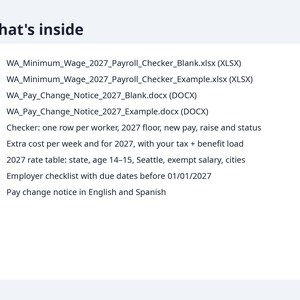 ワシントン州最低賃金2027年給与計算チェッカー｜Excel昇給計算ツール、従業員給与通知、雇用主チェックリスト（デジタルダウンロード） 画像 9