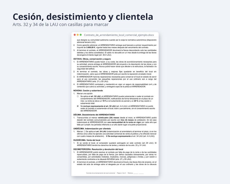 Arrendamiento de local comercial, contrato Word + Excel | Spanish, IVA y retención 19 %, factura (Digital Download) image 4