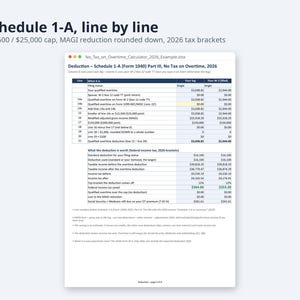 No Tax on Overtime Calculator 2026 | Excel + Google Sheets, Overtime Premium Deduction, W-2 Box 12 TT Tracker (Digital Download) image 4