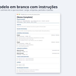 Modelo de currículo Word 2026 formato Brasil | Portuguese, Exemplo preenchido, modelo em branco (Digital Download) image 3