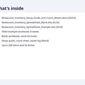 Restaurant Inventory Spreadsheet, Food Cost % Excel | Weekly Count Sheet, Par Levels, Recipe Costing, Waste Variance, Order List image 9