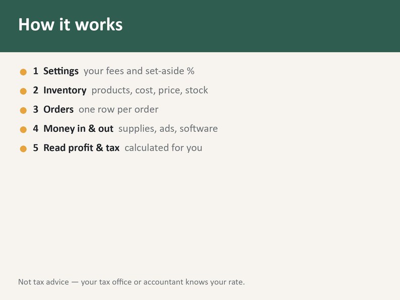 Small Business Bookkeeping Spreadsheet | Inventory Tracker, Order Tracker, Profit and Loss (Digital Download) image 8