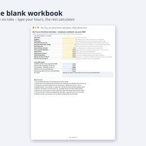 No Tax on Overtime Calculator 2026 | Excel + Google Sheets, Overtime Premium Deduction, W-2 Box 12 TT Tracker (Digital Download) image 7