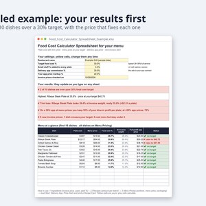Food Cost Calculator Spreadsheet with Yield | Recipe Costing, Menu Price, Delivery App Price (Digital Download) image 2