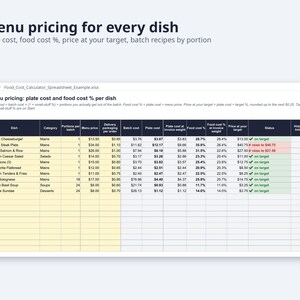 Food Cost Calculator Spreadsheet with Yield | Recipe Costing, Menu Price, Delivery App Price (Digital Download) image 6