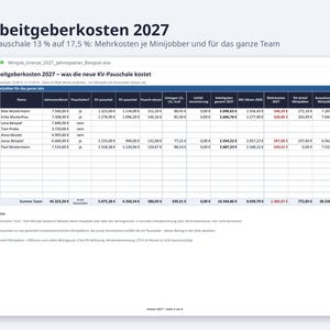 Minijob Grenze 2027 Jahresplaner Excel | German, mehrere Minijobber, Weihnachtsgeld-Check (Digital Download) image 4