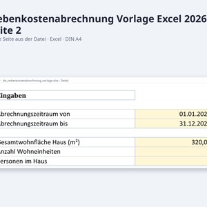 Nebenkostenabrechnung Excel Vorlage 2026 / Vermieter Betriebskostenabrechnung (Descarga digital) imagen 10