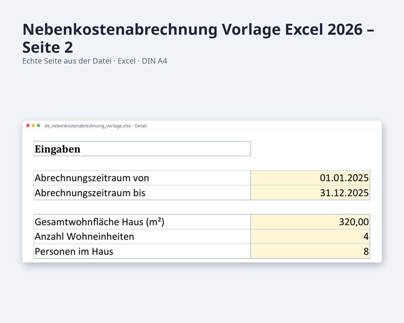 Nebenkostenabrechnung Excel Vorlage 2026 / Vermieter Betriebskostenabrechnung (Descarga digital) imagen 10