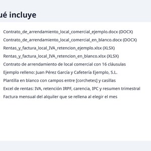 Arrendamiento de local comercial, contrato Word + Excel | Spanish, IVA y retención 19 %, factura (Digital Download) image 9