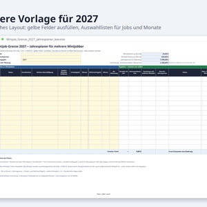 Minijob Grenze 2027 Jahresplaner Excel | German, mehrere Minijobber, Weihnachtsgeld-Check (Digital Download) image 6