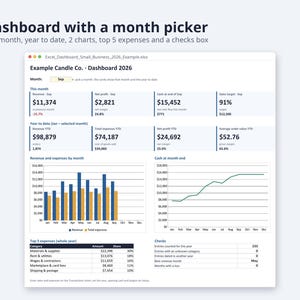 Excel Dashboard for Small Business 2027 | Monthly KPI Tracker, Sales, Expenses (Digital Download) image 2