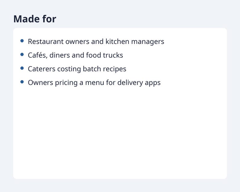 Food Cost Calculator Spreadsheet with Yield | Recipe Costing, Menu Price, Delivery App Price (Digital Download) image 7