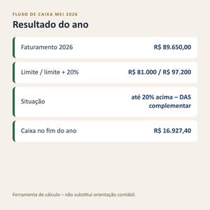 Planilha fluxo de caixa MEI 2026 Excel | Portuguese, Controle do limite de 81 mil e DAS MEI 2026, Planilhas Google (Digital Download) image 3