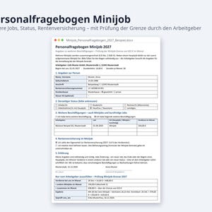 Minijob Grenze 2027 Jahresplaner Excel | German, mehrere Minijobber, Weihnachtsgeld-Check (Digital Download) image 5