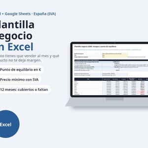 Plantilla negocio pequeño Excel: margen por producto y punto de equilibrio | Spanish, precio mínimo, IVA (Digital Download)