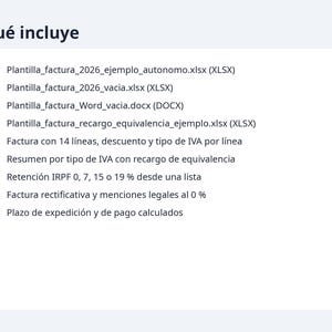 Plantilla factura Excel España 2026 | Spaans, IVA 21, 10 jaar 4 % (digitale download) afbeelding 9