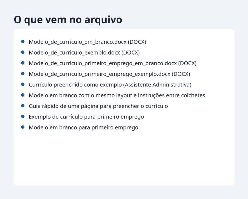 Modelo de currículo Word 2026 formato Brasil | Portuguese, Exemplo preenchido, modelo em branco (Digital Download) image 9