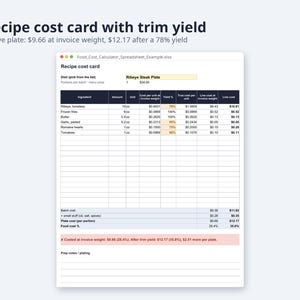 Food Cost Calculator Spreadsheet with Yield | Recipe Costing, Menu Price, Delivery App Price (Digital Download) image 3