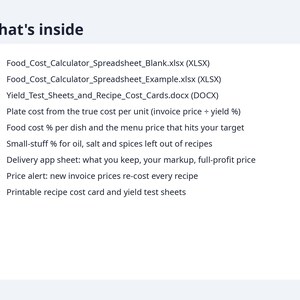 Food Cost Calculator Spreadsheet with Yield | Recipe Costing, Menu Price, Delivery App Price (Digital Download) image 9