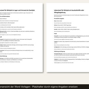 Lebenslauf Vorlage Minijob 2026 | 3 Designs mit Foto, Anschreiben + 6 Vorlagen, Service, Word DIN A4 (Digital Download) image 10