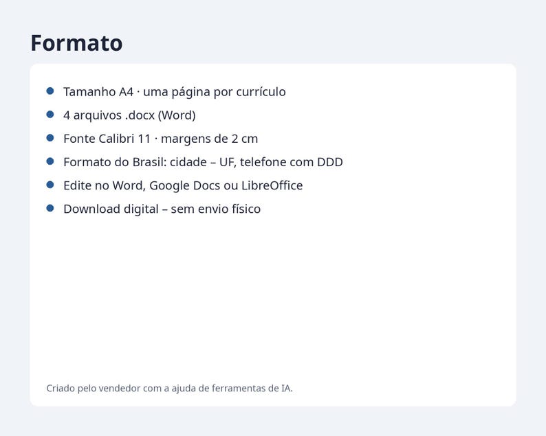 Modelo de currículo Word 2026 formato Brasil | Portuguese, Exemplo preenchido, modelo em branco (Digital Download) image 10