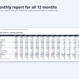 Excel Dashboard for Small Business 2027 | Monthly KPI Tracker, Sales, Expenses (Digital Download) image 3