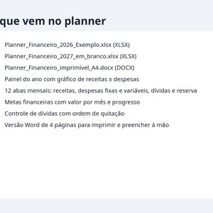 Planner financeiro planilha Excel 2026 2027 | Portuguese, Orçamento mensal, controle de gastos (Digital Download) image 9