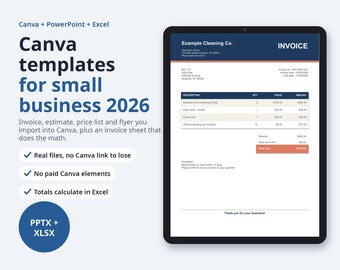 Canva Templates for Small Business | Invoice, Estimate, Price List (Digital Download)