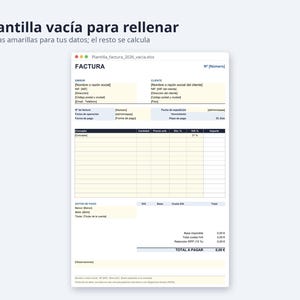 Plantilla factura Excel España 2026 | Spaans, IVA 21, 10 jaar 4 % (digitale download) afbeelding 5