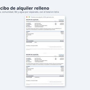 Recibo de alquiler plantilla Excel y Word 2026 2027 | 12 recibos con importe en letra, registro de cobros, A4 (Descarga digital) imagen 2