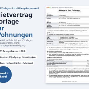 Vermieter Paket 2026 Word Excel | German, Mietvertrag, Übergabeprotokoll (Digital Download) image 2