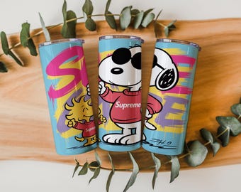 Adesivo per bicchiere termico skinny da 20 oz con beagle dei cartoni animati (PNG) / Design per sublimazione / Download digitale